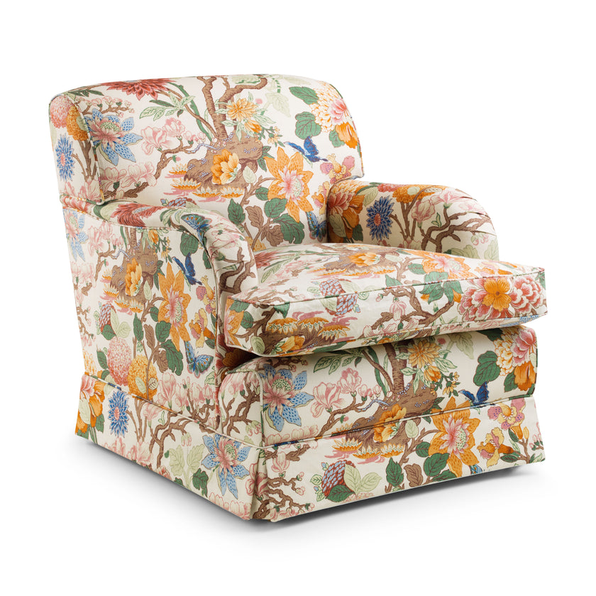 Howard Armchair, in Magnolia Floral Pure Linen with Valance