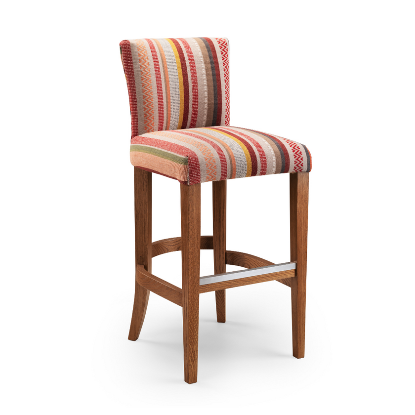 Comfortable Bar Stool in Striped Fabric