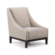 Ashfield Chair upholstered in beige geometric fabric with sloped arms and dark wooden legs