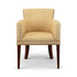 Belle side chair upholstered in mustard yellow geometric fabric with dark wooden legs