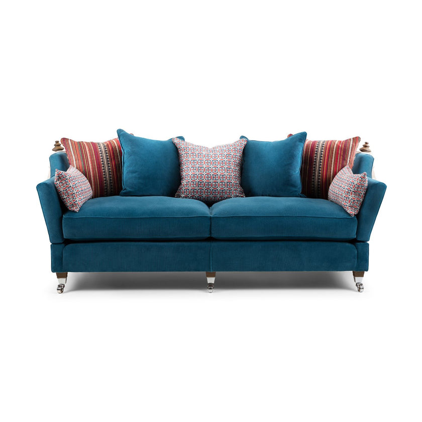 3 Seater Teal Blue Corduroy Scatter Back Knole Sofa