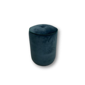 Drum Footstool in Teal Velvet