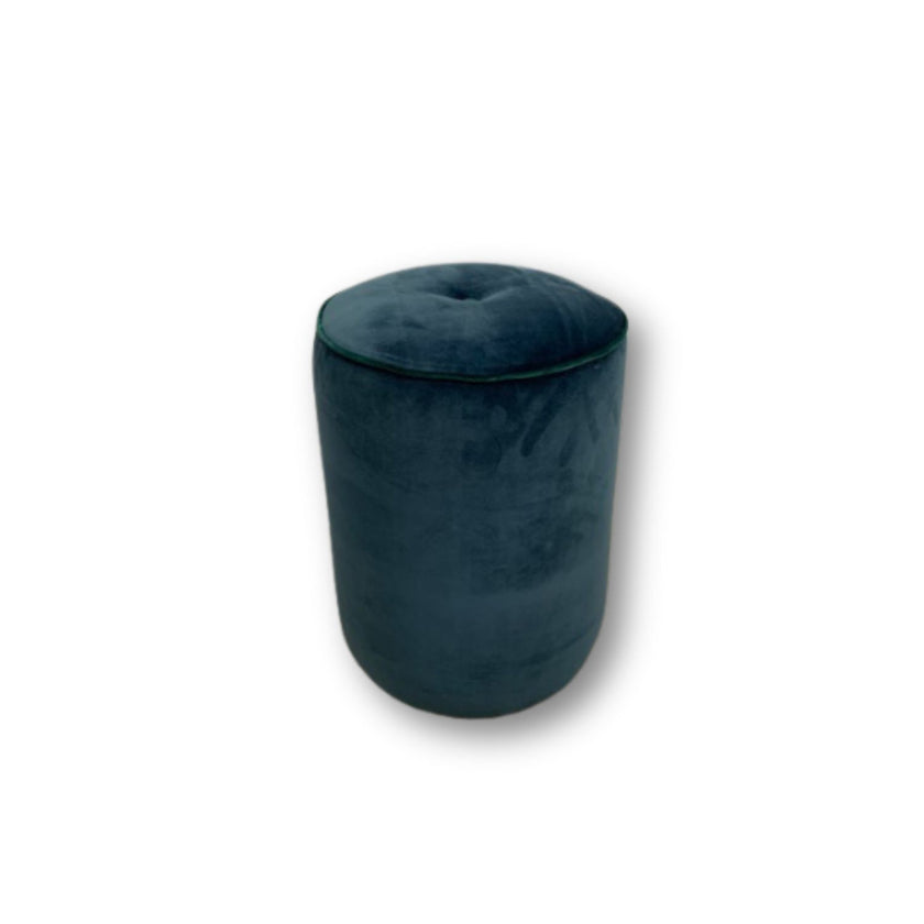Drum Footstool in Teal Velvet