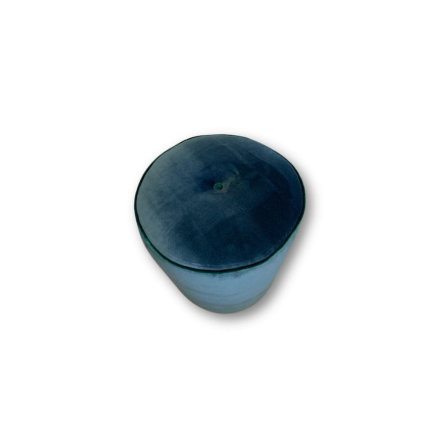 Drum Footstool in Teal Velvet