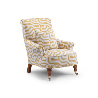 Fireside Chair in Geometric Linen