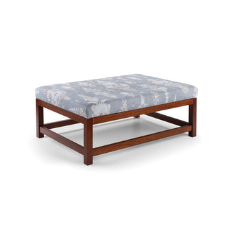 Framed Table Footstool in a Patterned Vintage Look Linen