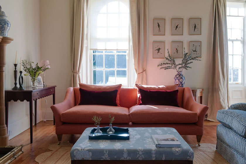 Georgian Sofa, Large 3 Seater Sofa in Plain Linen Blend