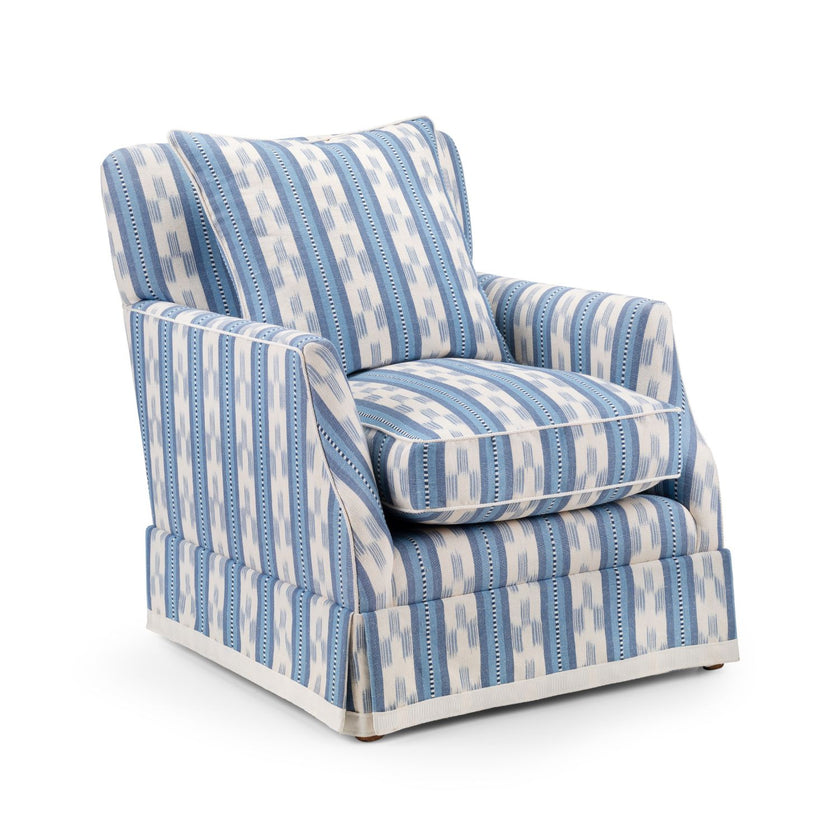 Stripe Armchair with Valance in Mulberry Stripe