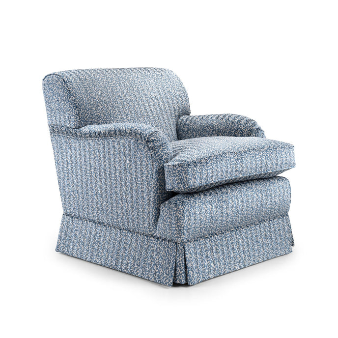 Howard armchair upholstered in blue patterned fabric