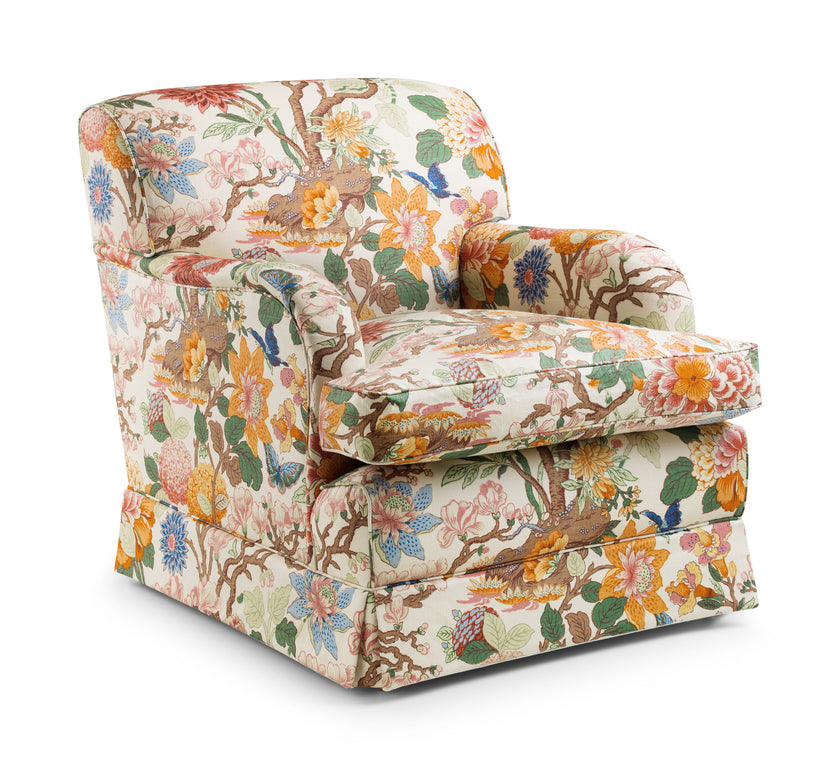 The Howard Armchair, in Magnolia Floral Pure Linen with Valance
