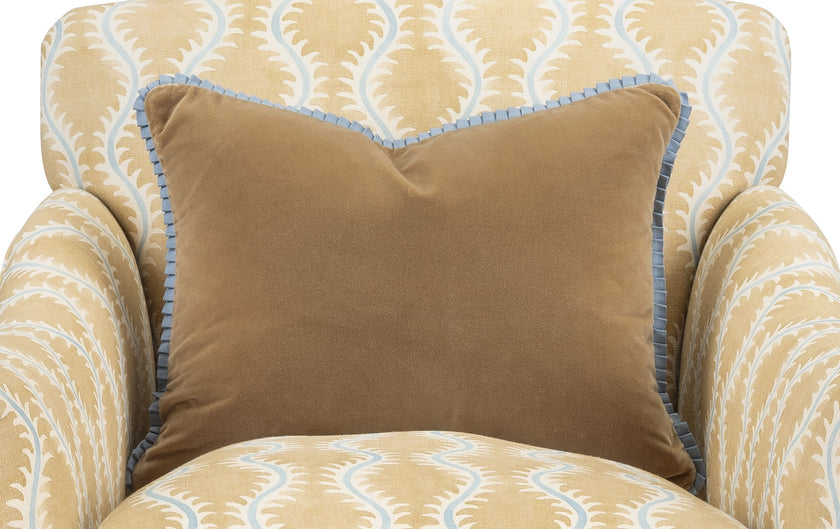 Scatter Cushion in Velvet with Blue Trim