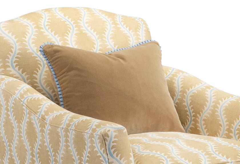 Scatter Cushion in Velvet with Blue Trim