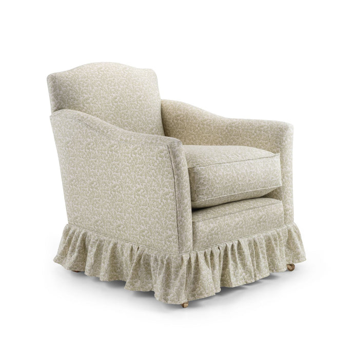 Macey armchair in beige with a ruffled skirt