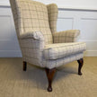 Oakham Wing Chair in Beige Wool Check