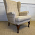 Oakham Wing Chair in Beige Wool Check