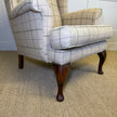 Oakham Wing Chair in Beige Wool Check Side
