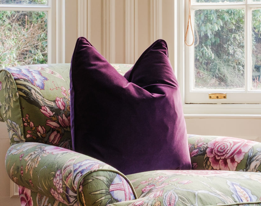 Scatter Cushion in Aubergine Velvet