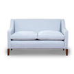 Snug sofa in light blue with wooden legs