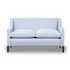 Snug sofa in light blue with wooden legs