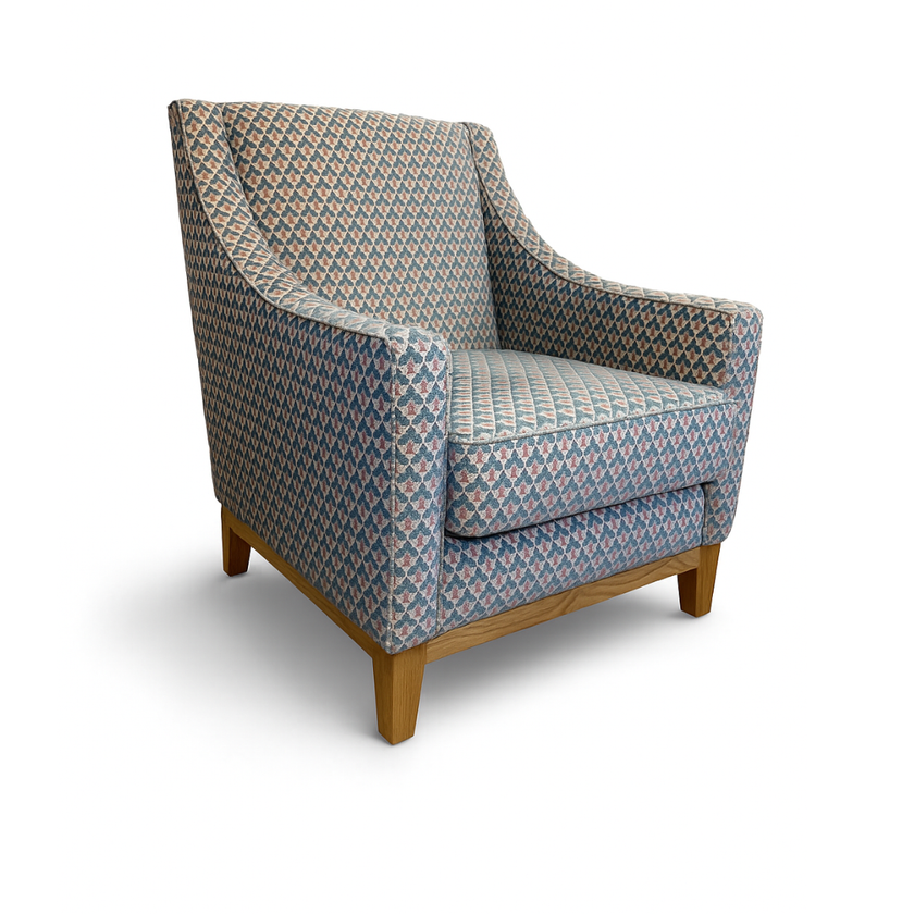 Modern Armchair in Small Scale Pattern