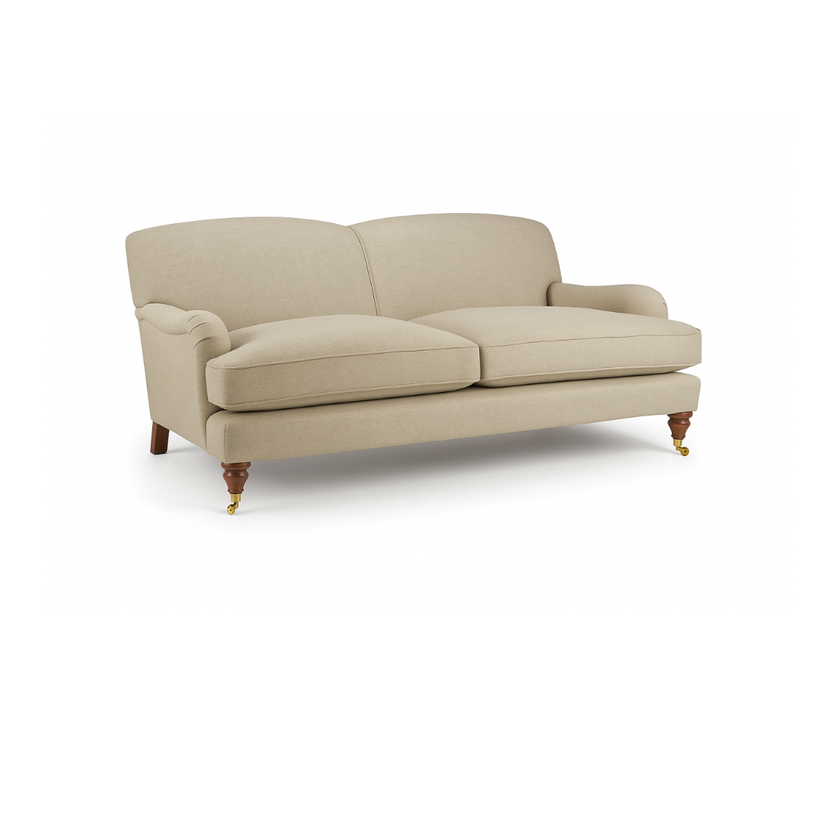 3 Seater Howard Style Sofa in Neutral Linen Mix