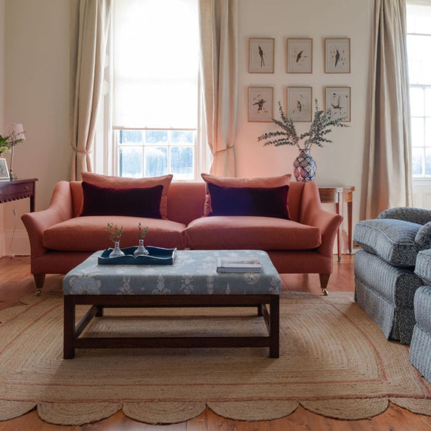 Large Georgian 3 Seater Sofa, in Plain Linen Blend