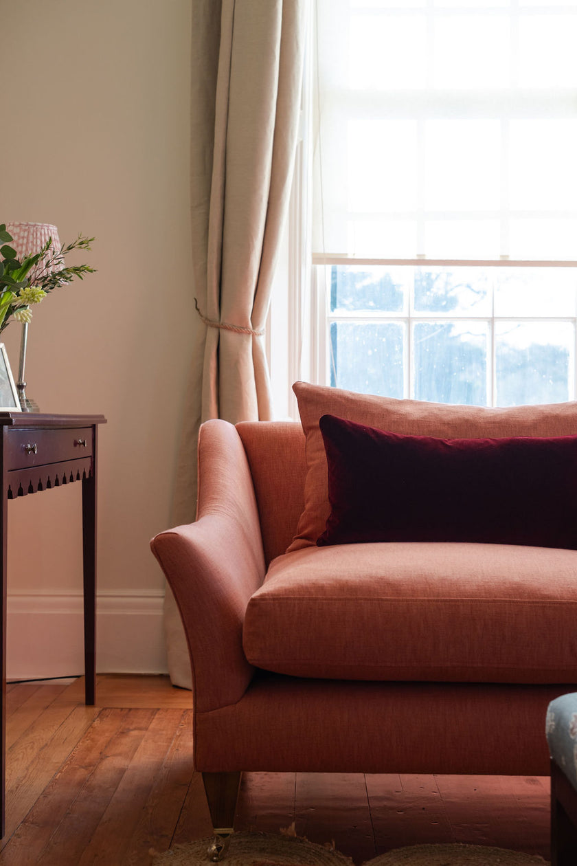 Georgian Sofa, Large 3 Seater Sofa in Plain Linen Blend