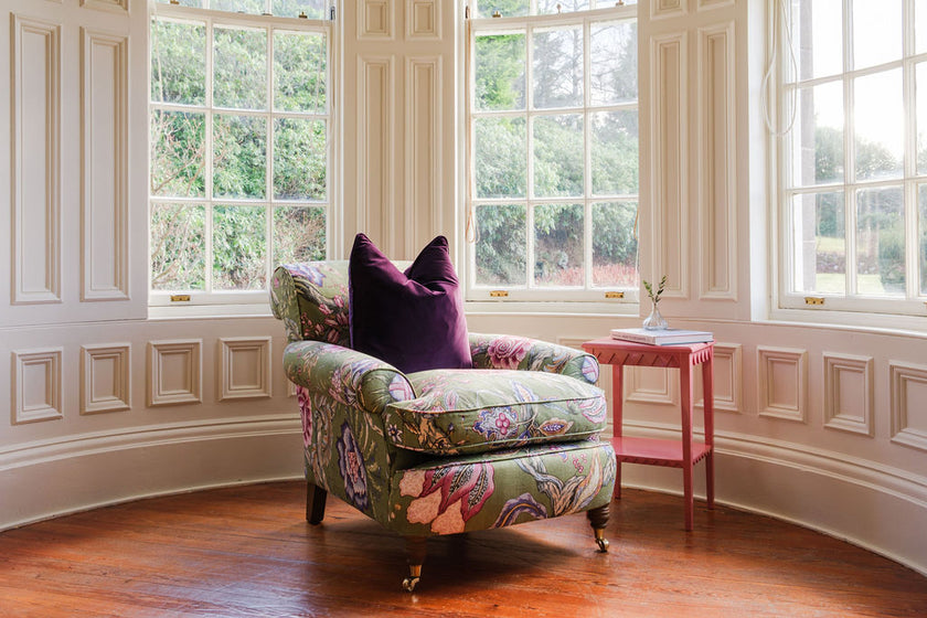Large Traditional Armchair in Bold Floral Print