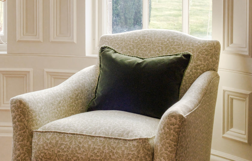Scatter Cushion in Green Velvet with Trim