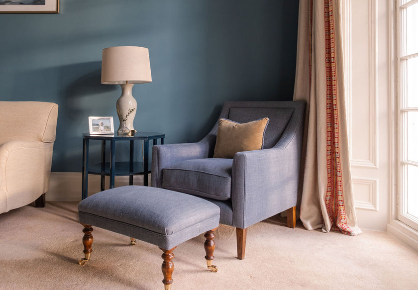 Small Classic Footstool in Rustic Linen