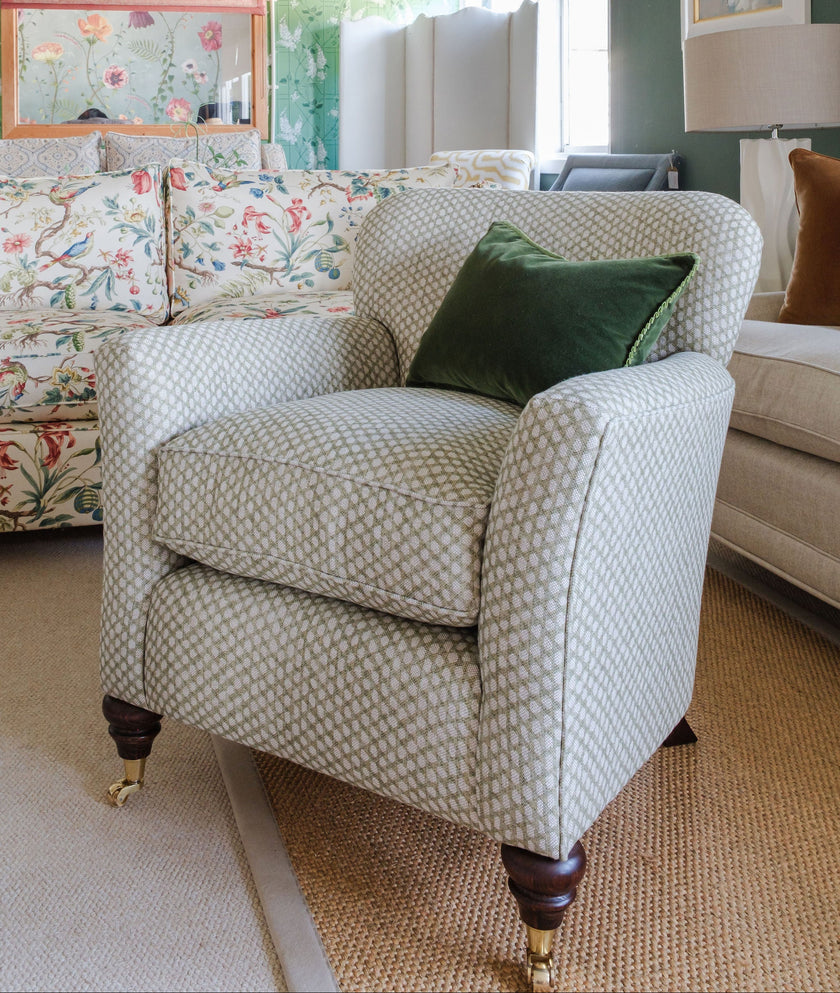 The Lucia, Small Occasional Armchair in Fermoie Wicker Linen