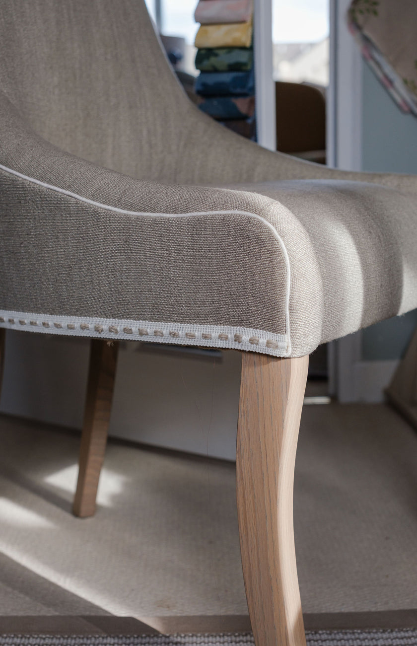 Side Chair in Linen with Trims
