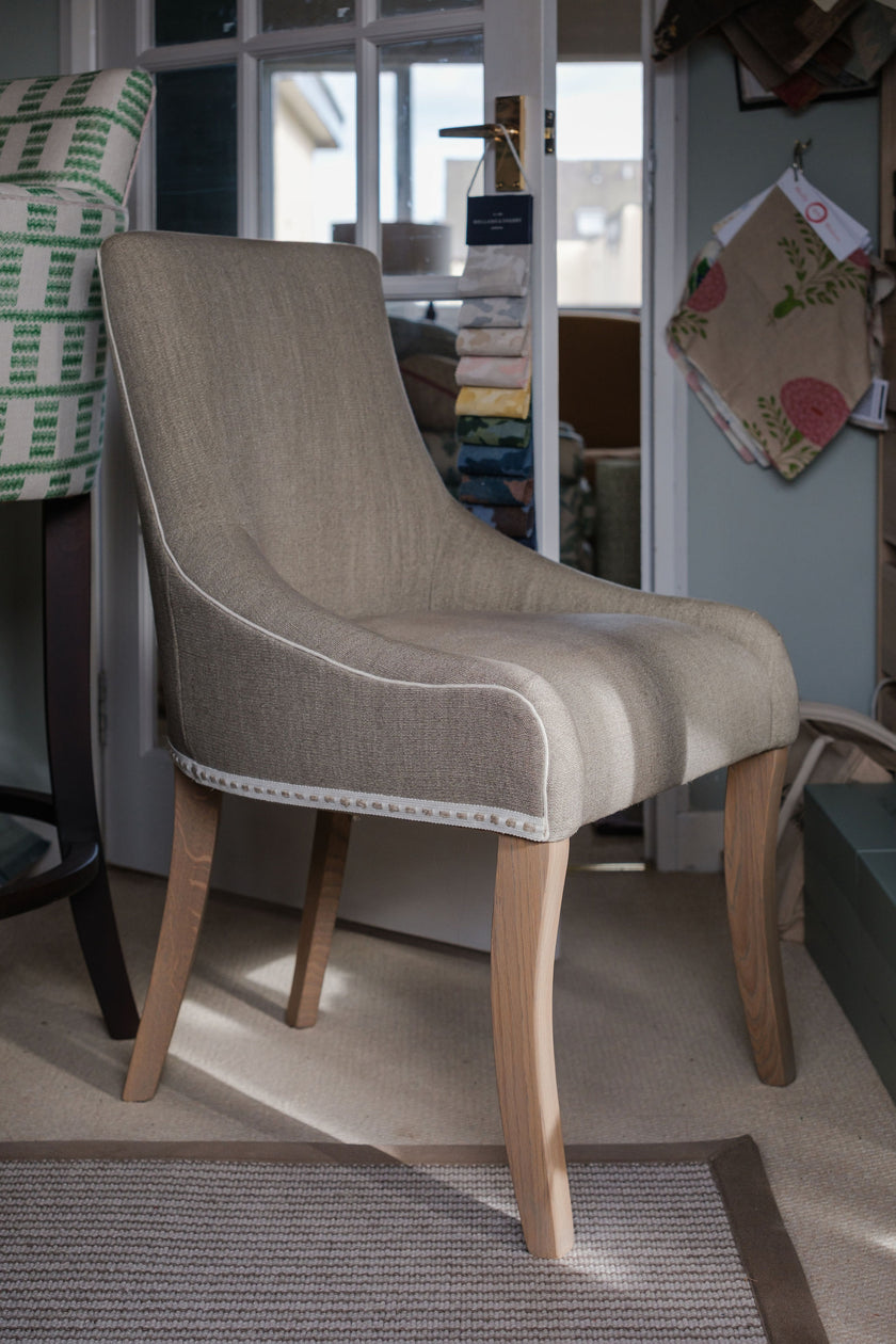 Side Chair in Linen with Trims