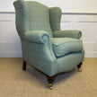 Traditional Wing Chair in Green Wool Check
