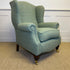 Traditional Wing Chair in Green Wool Check