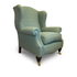 Traditional Wing Chair in Green Wool Check