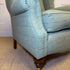 Traditional Wing Chair in Green Wool Check Close Up