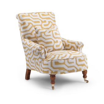 Fireside Armchair in Geometric Linen