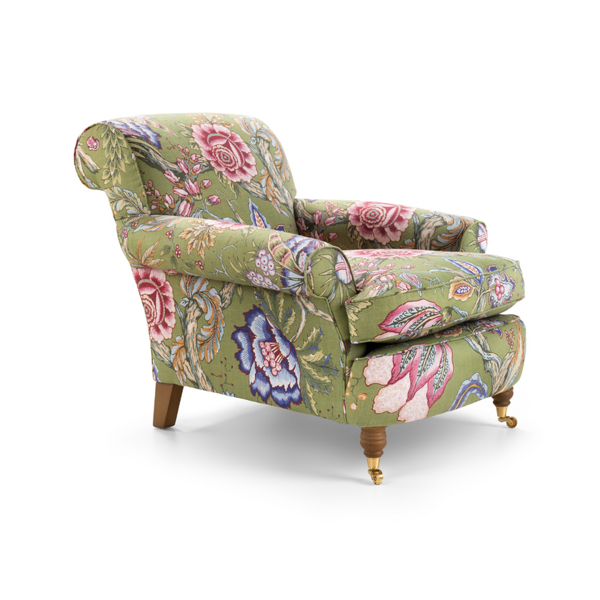 Philip Arthur, Large Armchair in Floral Pure Linen