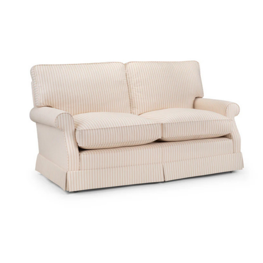 2.5 Seater Classic Skirted Sofa in Ticking Stripe