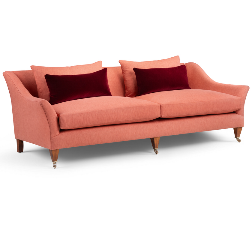 Georgian Sofa, Large 3 Seater Sofa in Plain Linen Blend