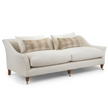 Georgian Sofa upholstered in cream fabric with large loose back cushions, curved arms, wooden legs with brass castors