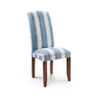 Hampstead Dining Chair with a blue and white striped pattern and wooden legs