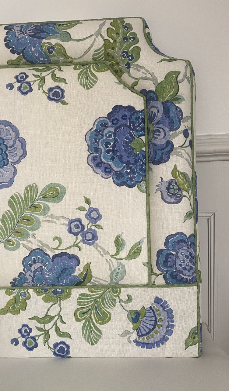 Upholstered Headboard in Blithfield Somerset Blue/Green - Kingsize