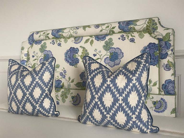 Upholstered Headboard in Blithfield Somerset Blue/Green - Kingsize